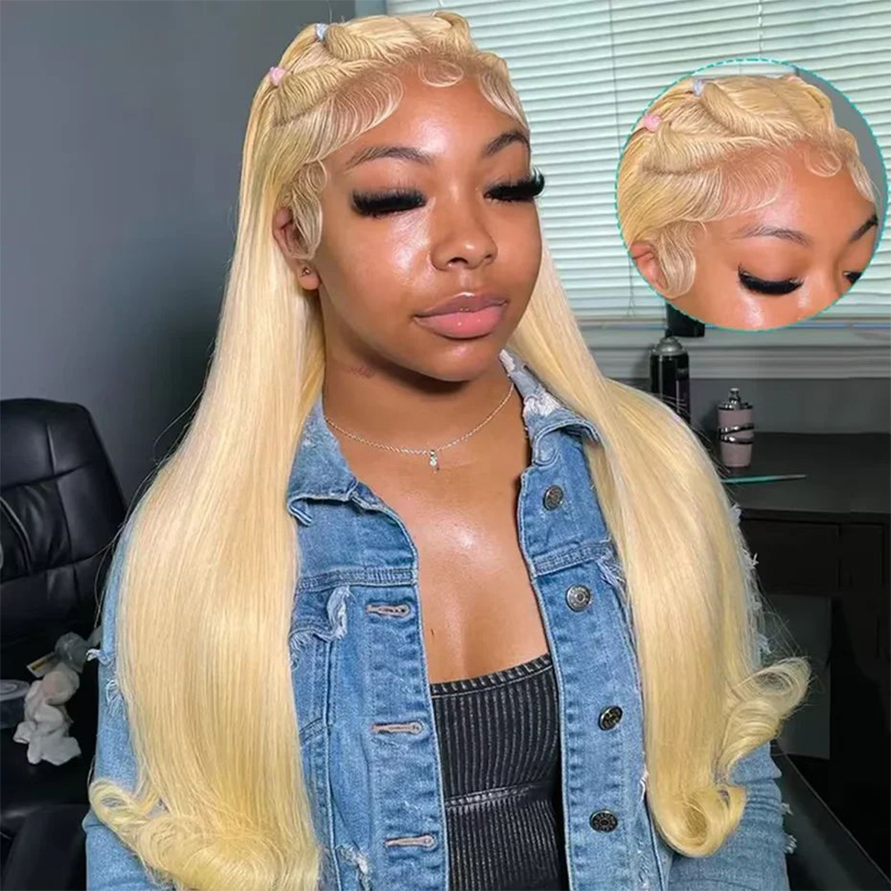 Hd Lace Frontal Wig Human Hair Pre Plucked - 30 46 Inch Bone Straight 613
