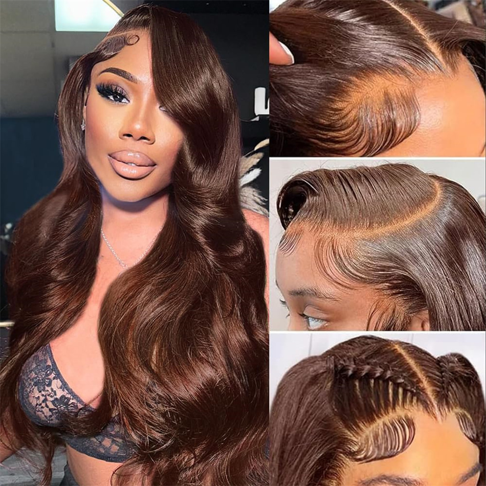 Chocolate Brown Body Wave Lace - Hd Lace Frontal Wig Human Hair Pre Plucked 评论和价格