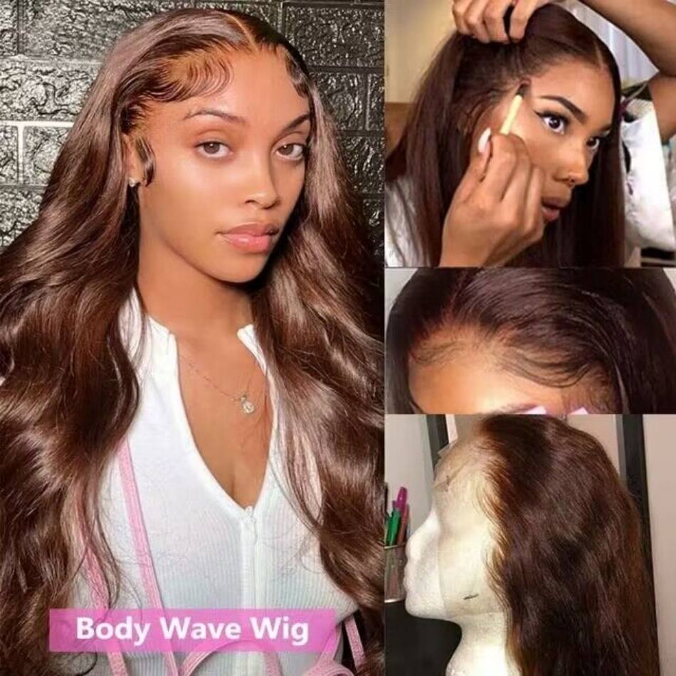 Chocolate Brown Body Wave Lace - Hd Lace Frontal Wig Human Hair Pre Plucked 评论和价格