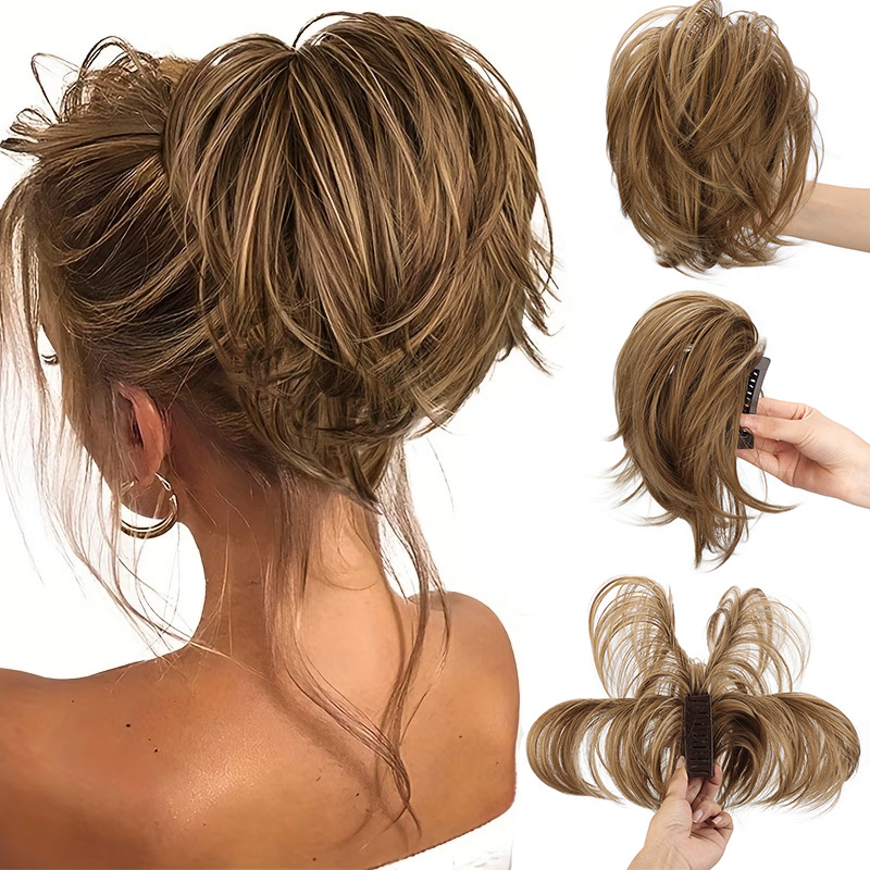Synthetic Claw Clip Ponytail E - Claw Clip Messy Bun Hair Piece 评论和价格