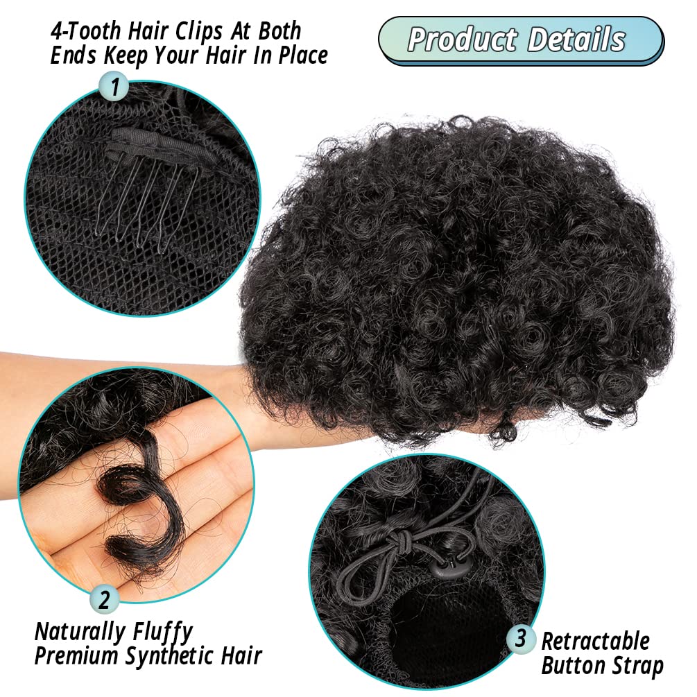 Synthetic Afro Puff Drawstring - Drawstring Afro Curly Puff Ponytail 评论和价格