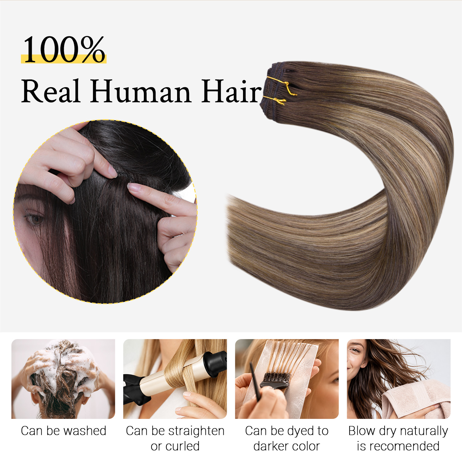 Sunmofavo Clip In Human Hair E - Seamless Clip In Hair Extensions Human Hair 评论和价格