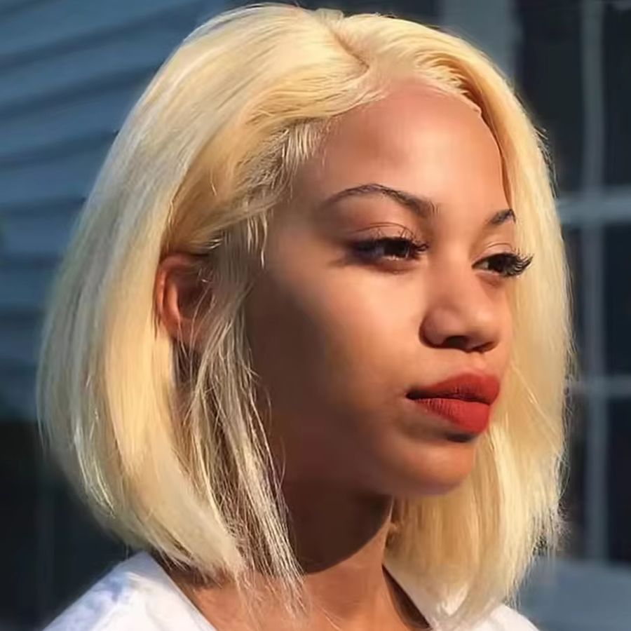 100% Remy Hair 613 Blonde Bob  - Glueless Wear And Go Human Hair Wig 评论和价格