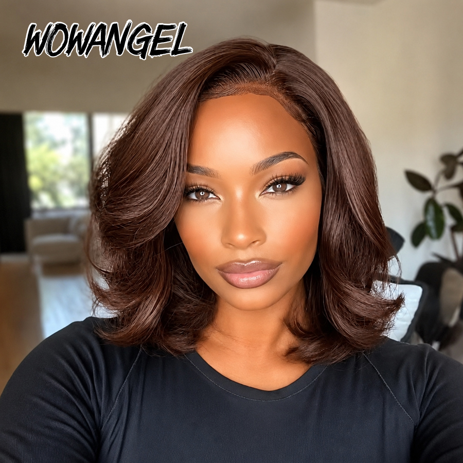 WOWANGEL Chocolate Brown 13x6  - Hd Lace Frontal Wig Human Hair Pre Plucked 评论和价格