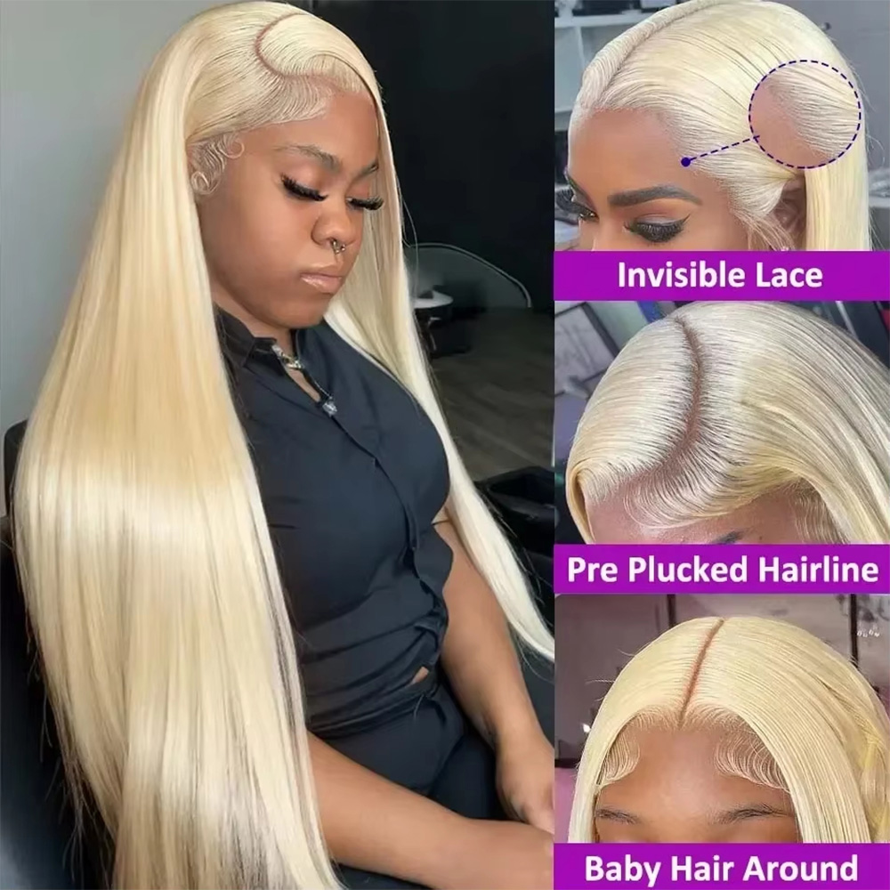 30 46 Inch Bone Straight 613 C - Hd Lace Frontal Wig Human Hair Pre Plucked 评论和价格