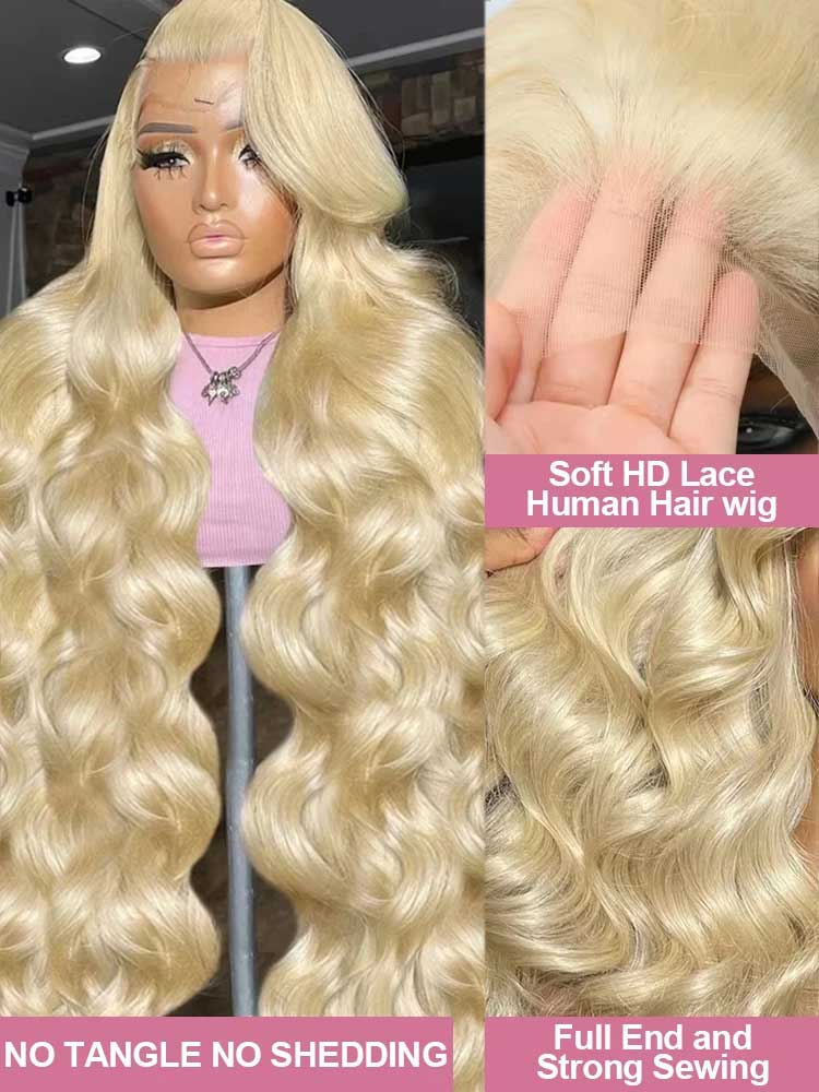 613 13x6 Lace Front Wig Human  - 613 Blonde Body Wave Lace Front Wig 评论和价格