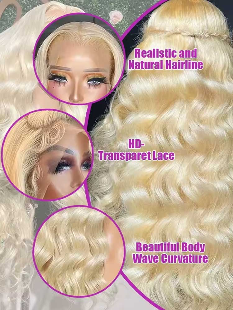 613 13x6 Lace Front Wig Human  - 613 Blonde Body Wave Lace Front Wig 评论和价格