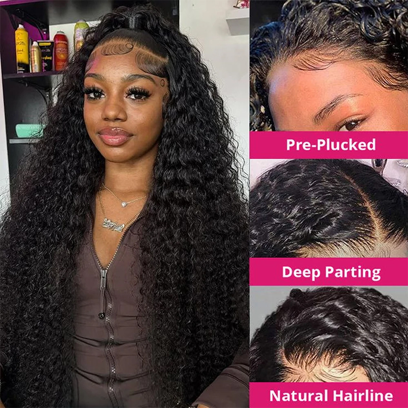 Deep Wave Human Hair Wigs 13X6 - Lace Front Wigs 评论和价格