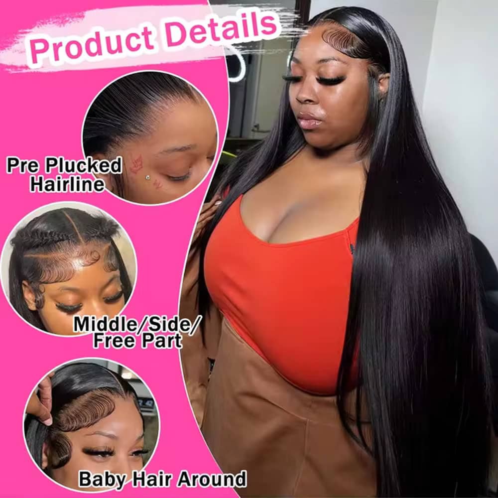40-42 Inch Straight Human Hair - Hd Lace Frontal Wig Human Hair Pre Plucked 评论和价格