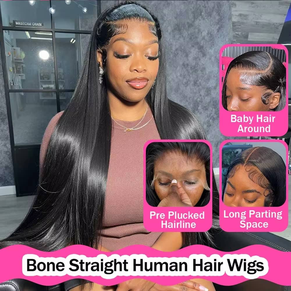 40-42 Inch Straight Human Hair - Hd Lace Frontal Wig Human Hair Pre Plucked 评论和价格